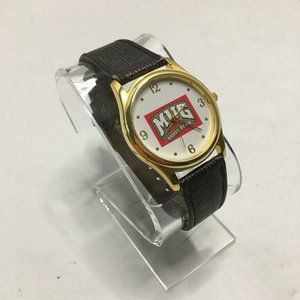 Vintage Mug Rootbeer Promotional Watch Gold Tone Leather Band
